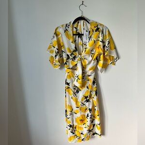 Knot Front Lemon Print Dress